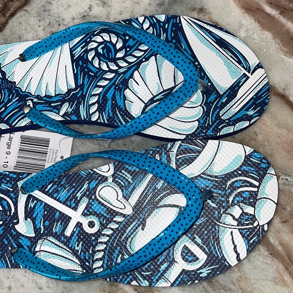 NWT Vera Bradley Flip Flops - Shore Enough - Women's Large Sz 9/10 Shells Beach - Picture 6 of 13